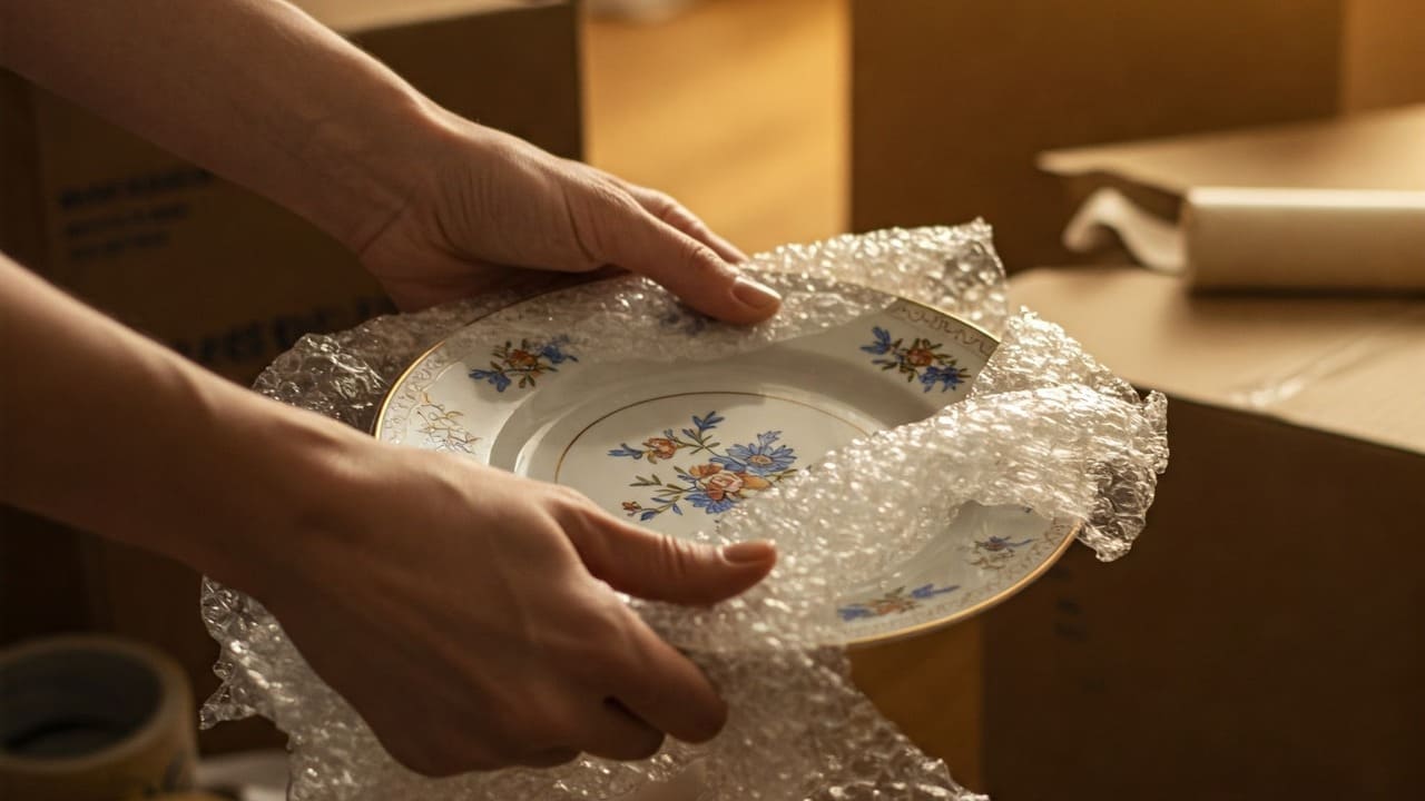 Imballaggio accurato di oggetti fragili per il trasloco