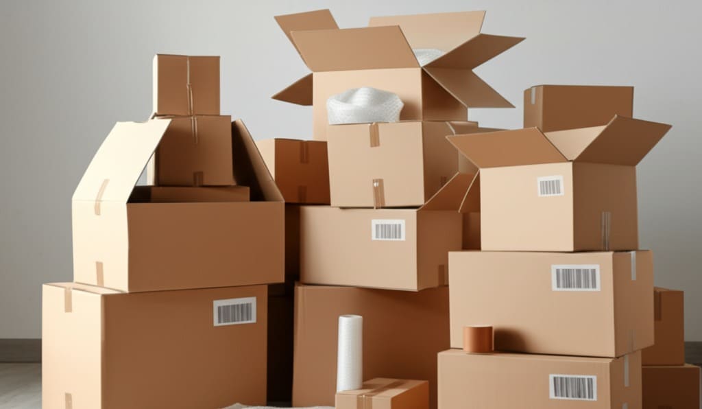 Scatoloni pronti per un trasloco internazionale in Olanda